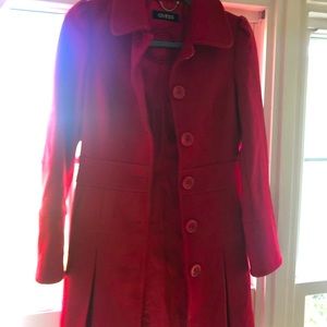 Full length red Guess pea coat - size XS